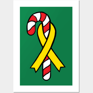 Candy cane awareness ribbon (Yellow) Posters and Art